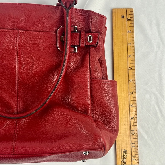 Classic Red Genuine Leather Shoulder Tote – Everyday Carry Bag - Picture 13 of 13